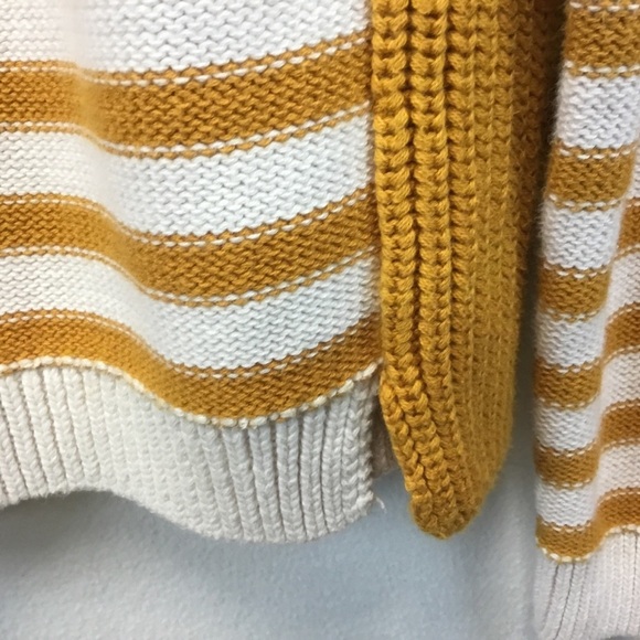 Calvin Klein Jeans Striped Mustard Yellow and White Knit Sweater - Picture 5 of 9